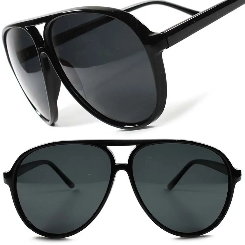 Vintage Retro 80s Oversized Anti Glare Mens Womens Black Polarized Sunglasses